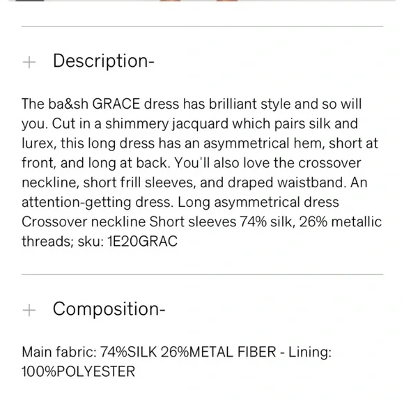 NWT BA&SH Grace Metallic Jacquard Dress Size Small - Picture 14 of 15